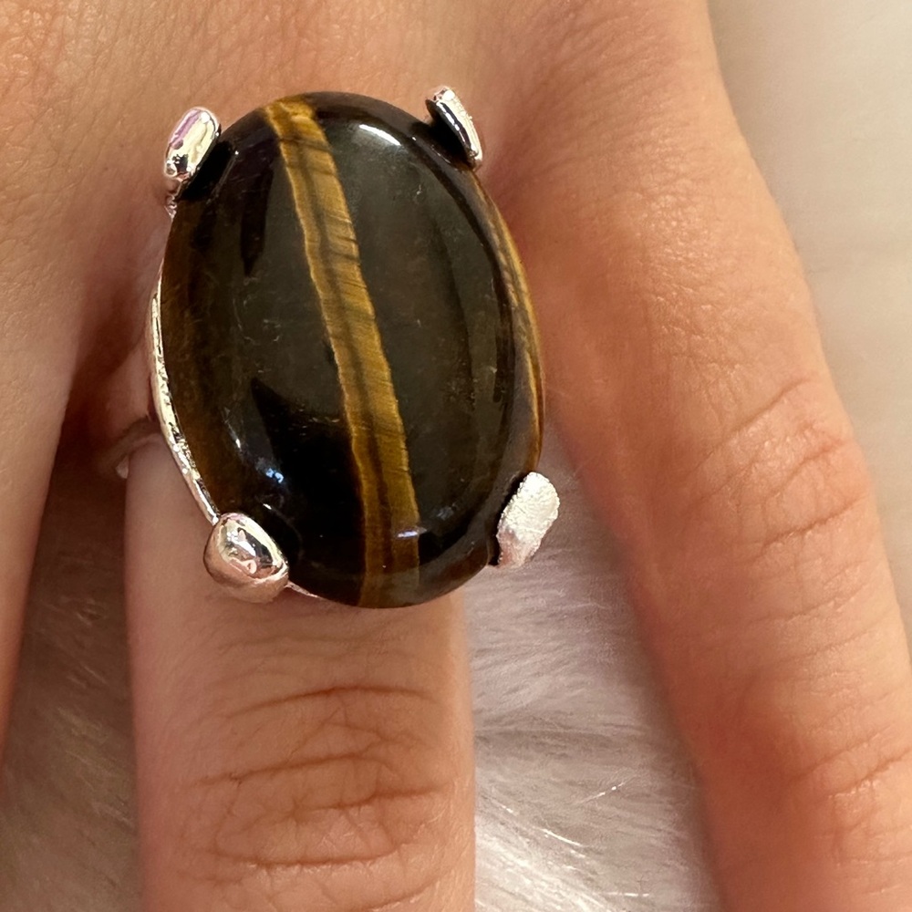 925 sterling silver tiger eye Stone ring